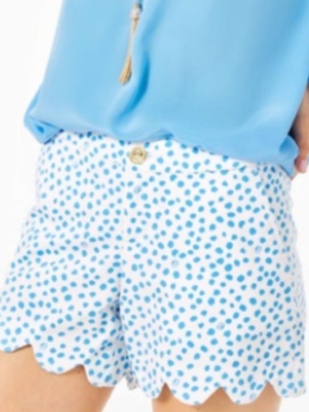 Lilly Pulitzer Buttercup Stretch Shorts Zanzibar Blue Dot Size 6 NWT - Picture 13 of 15